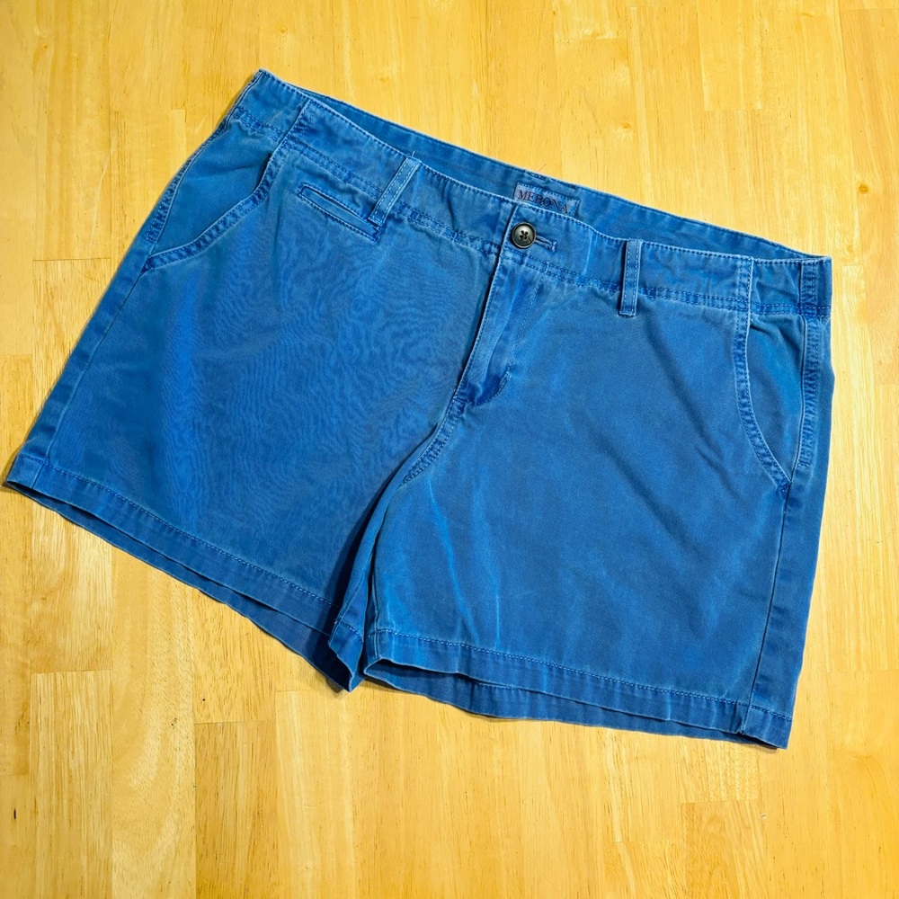 Merona Women’s Blue Mid Rise Casual Chino Shorts Size 12